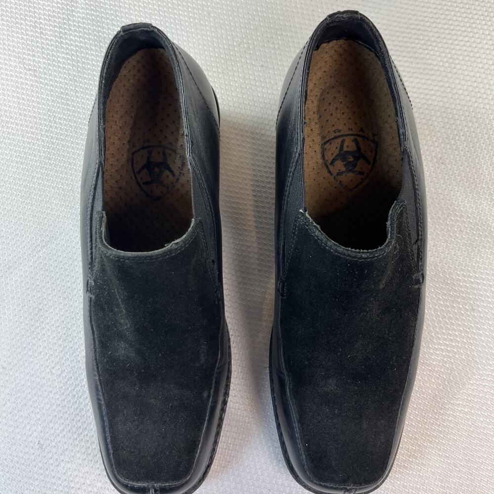 Ariat Shoes Womens 8.5 Loafers Black Leather Round Toe Low Top Slip On Suede - Picture 2 of 13